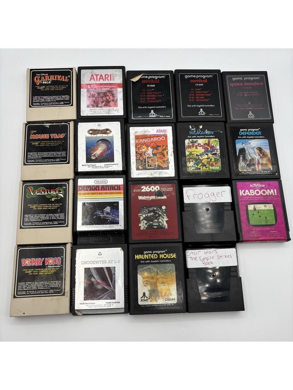 Atari 2600 Game Lot 19x Tested Working Kaboom Frogger Haunted House Donkey Kong